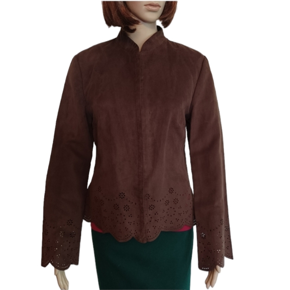 The Limited Lazer Cut Faux Suede Jacket - Size Medium